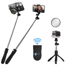 K05 3 in 1 Monopod Bluetooth Selfie Stick Mini Tripod with Rear Mirror for Phone Camera